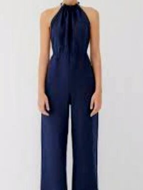SHEIN Navy Halter Wide-Leg Jumpsuit